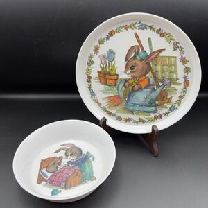 Vtg SiLite 1980's Peter Rabbit Melamine Children's Dishes - Set Of Bowl & Plate